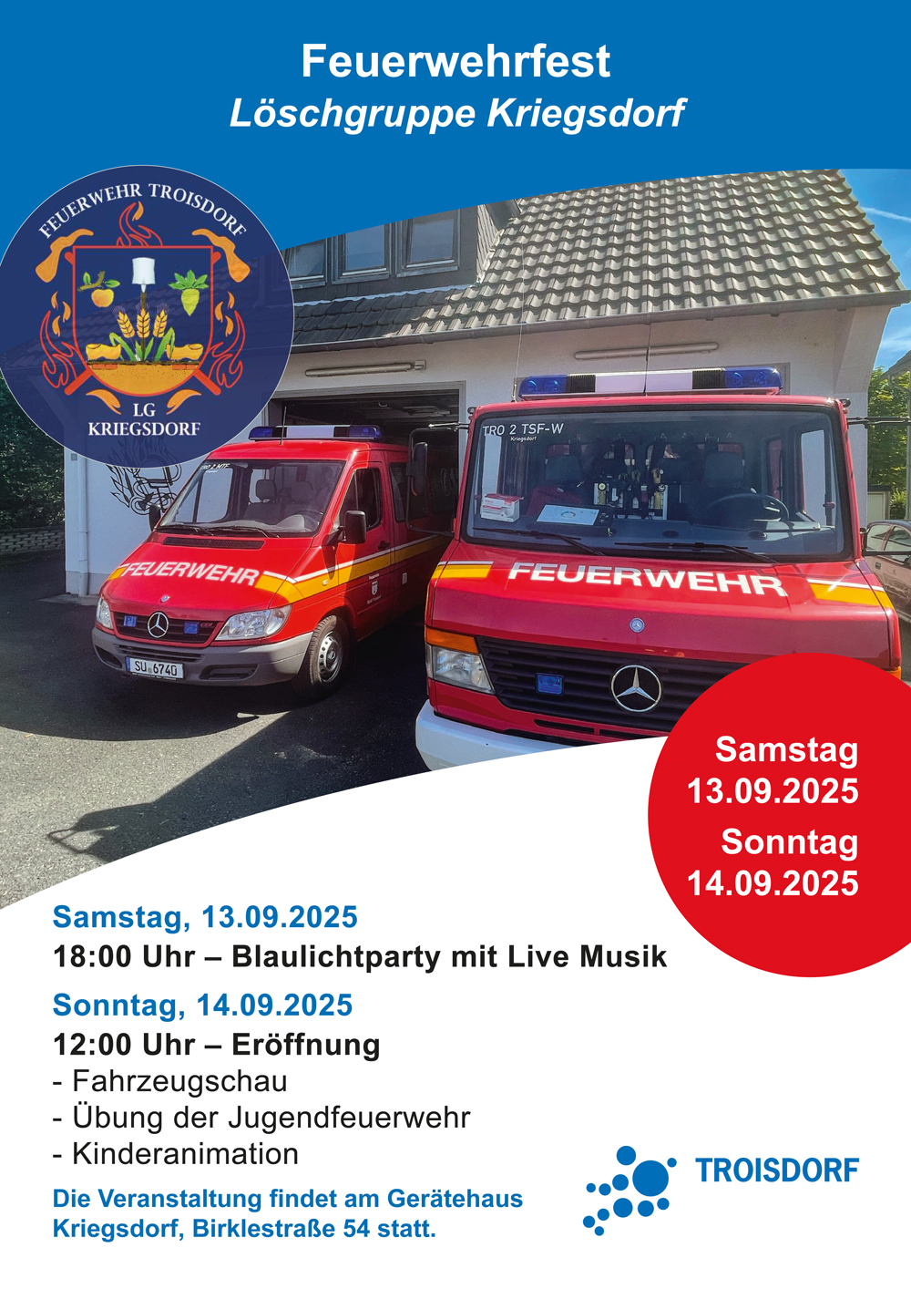 Plakat Feuerwehrfest Kriegsdorf 2025