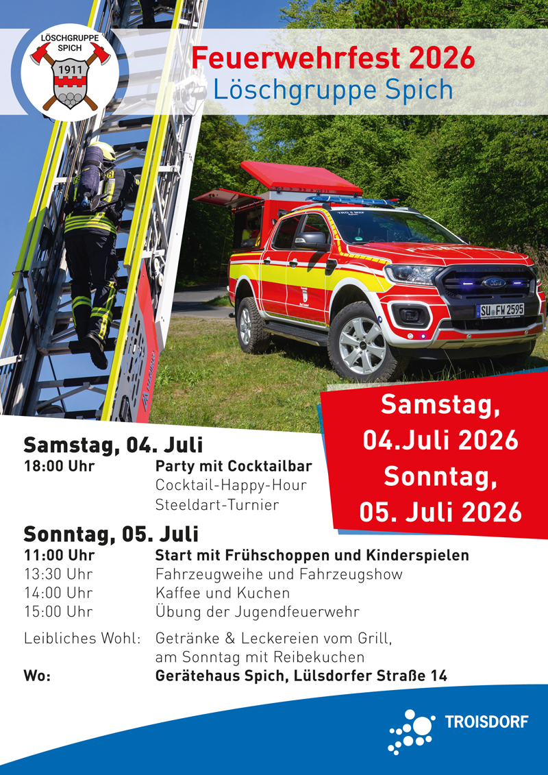 Plakat Feuerwehrfest Spich 2026